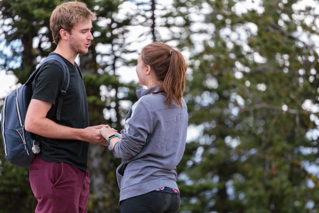 A proposal at Sulphur Mountain in Banff National Park